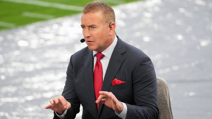 Jan 1, 2026; Pasadena, CA, USA; Kirk Herbstreit on the ESPN College Gameday set during the 2026 Rose Bowl and quarterfinal game of the College Football Playoff at Rose Bowl Stadium. Mandatory Credit: Kirby Lee-Imagn Images Jan 1, 2026; Pasadena, CA, USA; Kirk Herbstreit on the ESPN College Gameday set during the 2026 Rose Bowl and quarterfinal game of the College Football Playoff at Rose Bowl Stadium. Mandatory Credit: Kirby Lee-Imagn Images