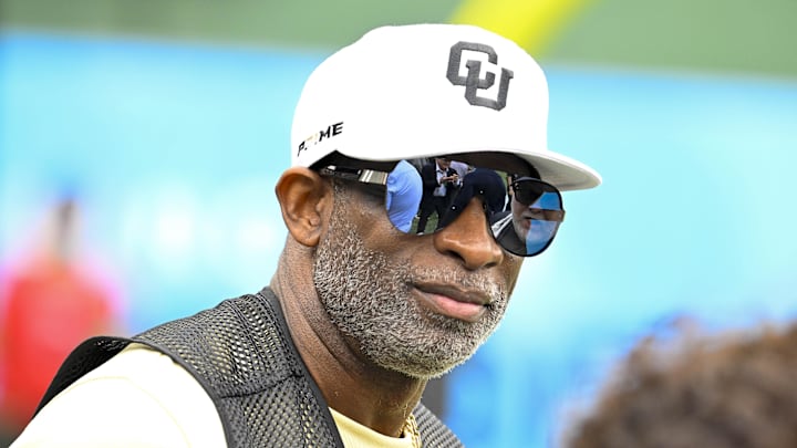 Mar 30, 2024; Arlington, TX, USA; Colorado Buffaloes football head coach Deion Sanders before the
