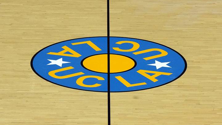Nov 30, 2023; Los Angeles, California, USA; The UCLA Bruins logo at center court at Pauley Pavilion presented by Wescom. Mandatory Credit: Kirby Lee-USA TODAY Sports Nov 30, 2023; Los Angeles, California, USA; The UCLA Bruins logo at center court at Pauley Pavilion presented by Wescom. Mandatory Credit: Kirby Lee-USA TODAY Sports