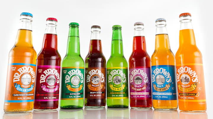 An assortment of Dr. Brown's sodas.
