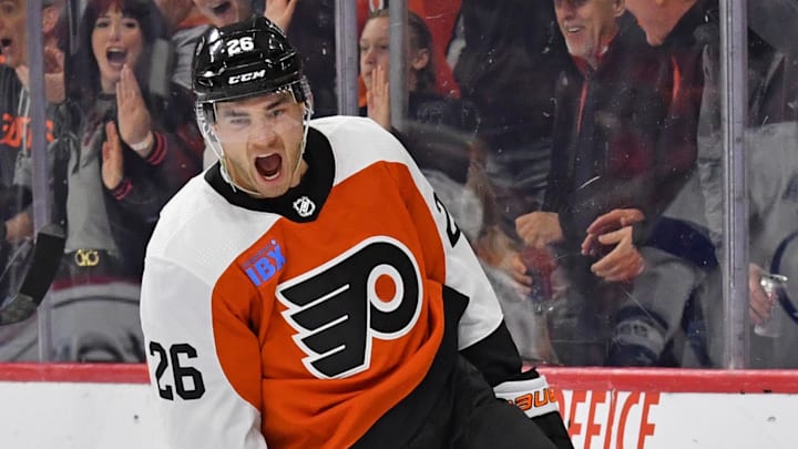 Feb 27, 2024; Philadelphia, Pennsylvania, USA; Philadelphia Flyers defenseman Sean Walker (26)