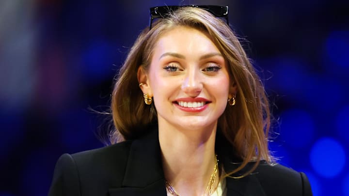 Los Angeles Sparks forward Cameron Brink walks on the court before the game against the Dallas Wings at College Park Center. 