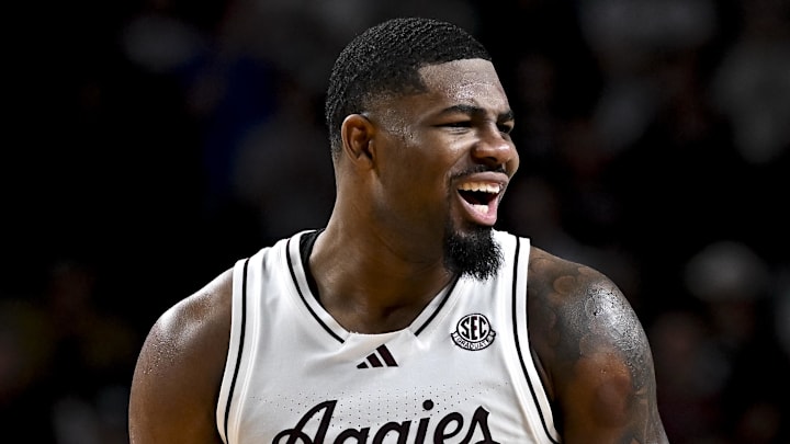 Texas A&M Aggies forward Rashaun Agee reacts during the second half against the Oklahoma Sooners at Reed Arena. 