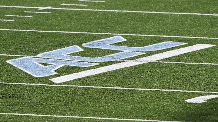 Dec 5, 2020; Chapel Hill, North Carolina, USA; A view of the field with the ACC logo in the second quarter at Kenan Memorial Stadium. Mandatory Credit: Bob Donnan-Imagn Images