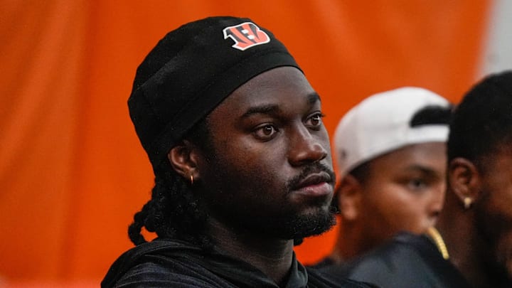 Cincinnati Bengals rookie Shemar Stewart watches the team's minicamp. Cincinnati Bengals rookie Shemar Stewart watches the team's minicamp.