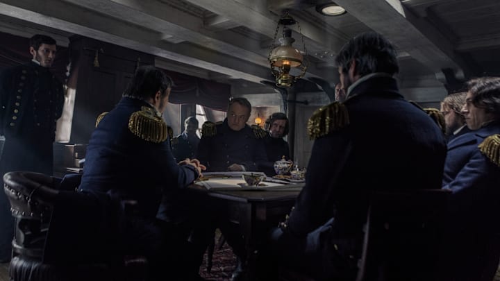 Jared Harris as Francis Crozier, Tobias Menzies as James Fitzjames; group - The Terror _ Season 1, Episode 1 - Photo Credit: Aidan Monaghan/AMC
