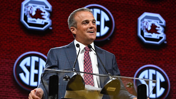 South Carolina football coach Shane Beamer at last year's SEC Media Days