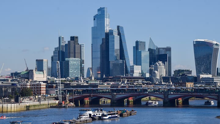 General view of the City of London skyline, the capital's...
