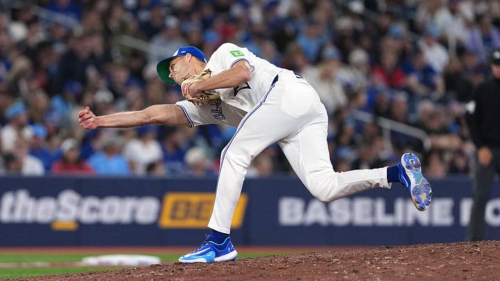 Jun 22, 2026; Toronto, Ontario, CAN; Toronto Blue Jays relief pitcher Tyler Rogers (71) throws pitch against the Houston Astros during the eighth inning at Rogers Centre. Mandatory Credit: Nick Turchiaro-Imagn Images