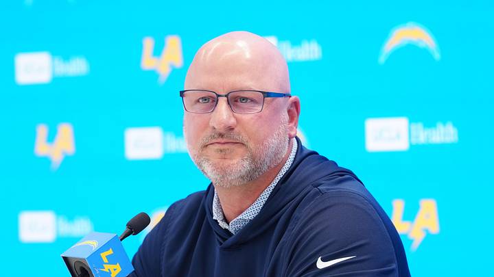 Apr 16, 2026; El Segundo, CA, USA; Los Angeles Chargers general manager Joe Hortiz speaks at press conference at The Bolt. Mandatory Credit: Kirby Lee-Imagn Images Apr 16, 2026; El Segundo, CA, USA; Los Angeles Chargers general manager Joe Hortiz speaks at press conference at The Bolt. Mandatory Credit: Kirby Lee-Imagn Images