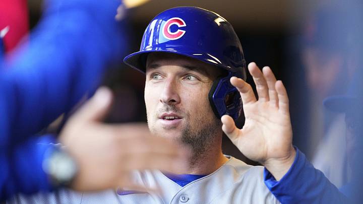 Jun 27, 2026; Milwaukee, Wisconsin, USA; Chicago Cubs third baseman Alex Bregman (3) celebrates in the dugout out after scoring a run against the Milwaukee Brewers in the sixth inning at American Family Field. Mandatory Credit: Michael McLoone-Imagn Images