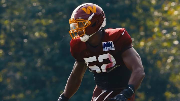 Washington Commanders linebacker Sonny Styles gets set during a training camp practice in Ashburn, Virginia. Washington Commanders linebacker Sonny Styles gets set during a training camp practice in Ashburn, Virginia.