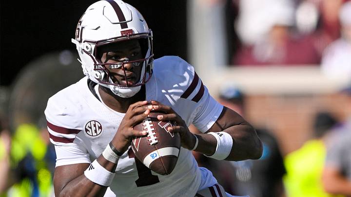 Mississippi State Bulldogs quarterback Kamario Taylor (1) scrambles out of the pocket against the Minnesota Golden Gophers during the second quarter at Huntington Bank Stadium. Mississippi State Bulldogs quarterback Kamario Taylor (1) scrambles out of the pocket against the Minnesota Golden Gophers during the second quarter at Huntington Bank Stadium.