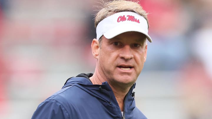 Ole Miss Rebels head coach Lane Kiffin prior to the game against the Arkansas Razorbacks at Donald W. Reynolds Razorback Stadium. Ole Miss Rebels head coach Lane Kiffin prior to the game against the Arkansas Razorbacks at Donald W. Reynolds Razorback Stadium.