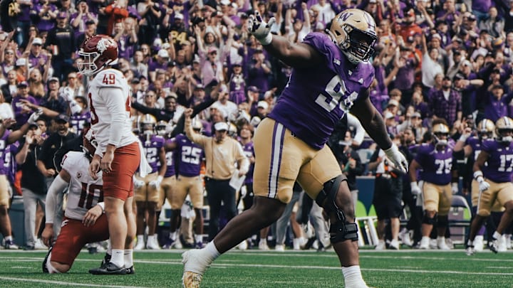 UW defensive tackle Jayvon Parker celebrates an Apple Cup moment. UW defensive tackle Jayvon Parker celebrates an Apple Cup moment.