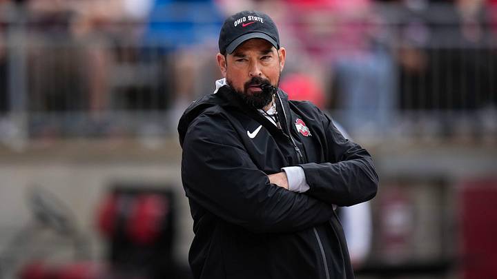 Ohio State Buckeyes head coach Ryan Day watches his players in the first half of the Ohio State football spring game at Ohio Stadium on Saturday, April 18, 2026 in Columbus, Ohio. Ohio State Buckeyes head coach Ryan Day watches his players in the first half of the Ohio State football spring game at Ohio Stadium on Saturday, April 18, 2026 in Columbus, Ohio.