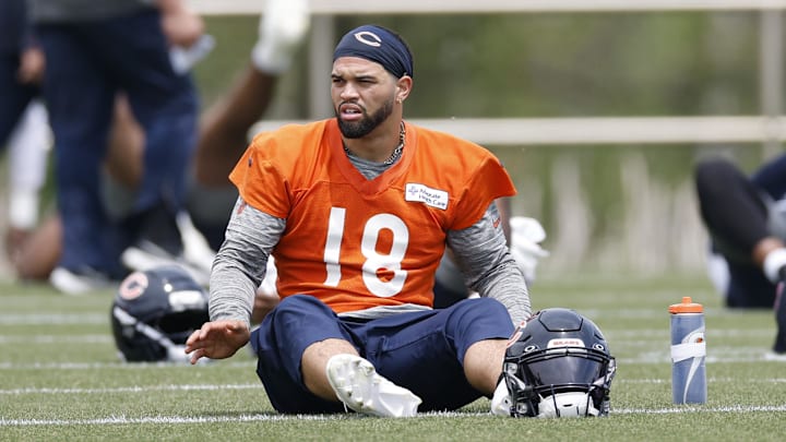 Jun 3, 2025; Lake Forest, IL, USA; Chicago Bears quarterback Caleb Williams (18) warms up during minicamp at Halas Hall. Mandatory Credit: Kamil Krzaczynski-Imagn Images Jun 3, 2025; Lake Forest, IL, USA; Chicago Bears quarterback Caleb Williams (18) warms up during minicamp at Halas Hall. Mandatory Credit: Kamil Krzaczynski-Imagn Images