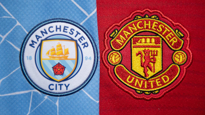 The Manchester City and Manchester United Club Badges