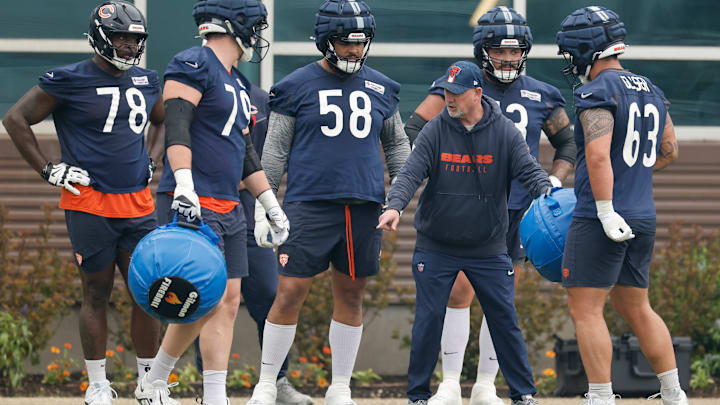 Chicago Bears OTA Offseason Workout, Theo Benedet, Chris Glaser, Joshua Miles, Dan Roushar, Jonah Jackson, Darnell Wright