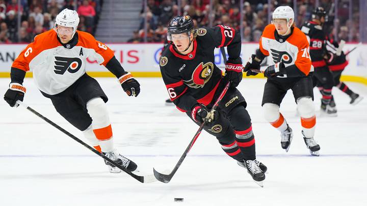 Carter Yakemchuk in the Ottawa Senators 2026-2027 home opener versus the Philadelphia Flyers