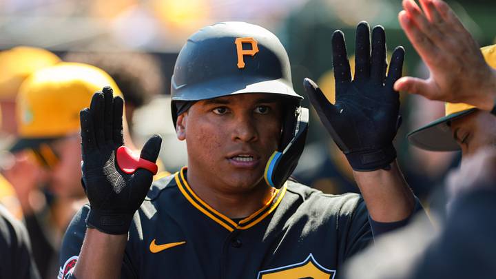 Mar 1, 2026; Jupiter, Florida, USA; Pittsburgh Pirates left fielder Jhostynxon Garcia (34) celebrates after hitting a home run against the St. Louis Cardinals during the fourth inning at Roger Dean Chevrolet Stadium. Mandatory Credit: Sam Navarro-Imagn Images Mar 1, 2026; Jupiter, Florida, USA; Pittsburgh Pirates left fielder Jhostynxon Garcia (34) celebrates after hitting a home run against the St. Louis Cardinals during the fourth inning at Roger Dean Chevrolet Stadium. Mandatory Credit: Sam Navarro-Imagn Images