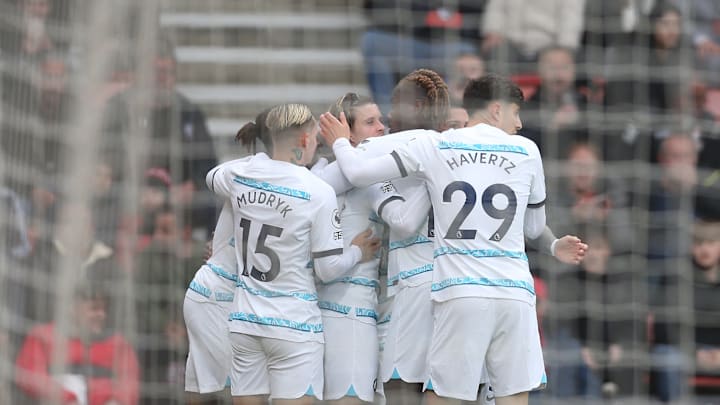 Chelsea celebrate their first victory under Frank Lampard during his interim reign
