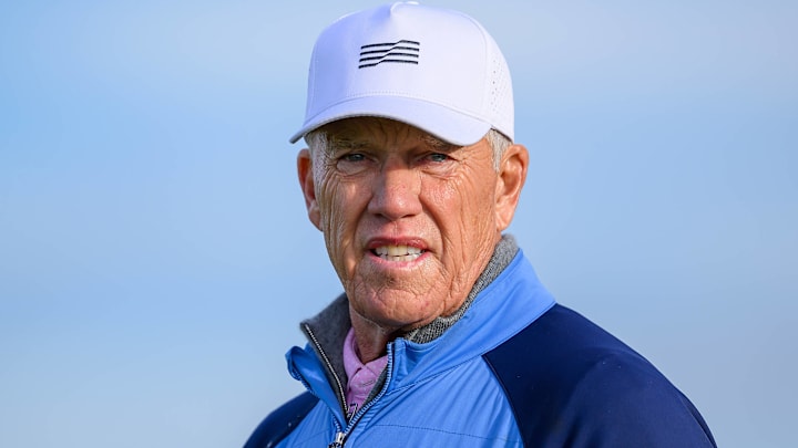 Alfred Dunhill Links Championship 2023 Carnoustie Golf Links 6 October 2023 Former NFL, American Football Herren, USA and Denver Broncos star John Elway on the 1st hole during round two of the Alfred Dunhill Links Championship 2023 on Carnoustie Golf Links, Carnoustie, Scotland on 6 October 2023. Alfred Dunhill Links Championship 2023 Carnoustie Golf Links 6 October 2023 Former NFL, American Football Herren, USA and Denver Broncos star John Elway on the 1st hole during round two of the Alfred Dunhill Links Championship 2023 on Carnoustie Golf Links, Carnoustie, Scotland on 6 October 2023.