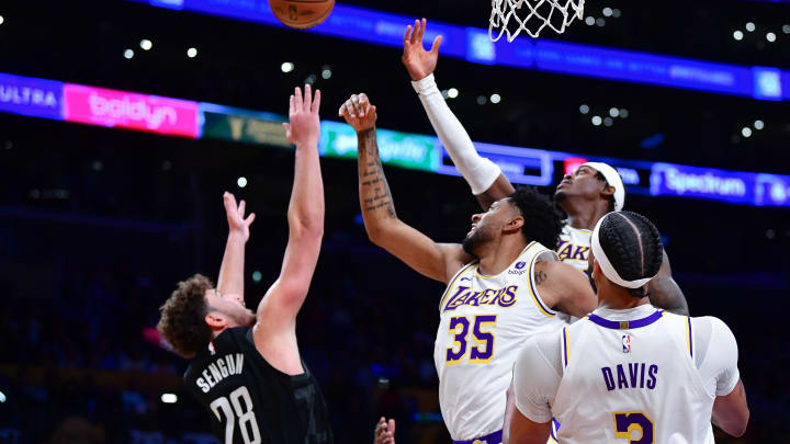 Dec 2, 2023; Los Angeles, California, USA; Los Angeles Lakers forward Christian Wood (35) and Dec 2, 2023; Los Angeles, California, USA; Los Angeles Lakers forward Christian Wood (35) and