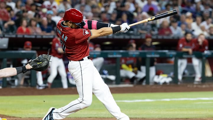 May 28, 2025; Phoenix, Arizona, USA; Arizona Diamondbacks second baseman Jordan Lawlar against the Pittsburgh Pirates at Chase Field. Mandatory Credit: Mark J. Rebilas-Imagn Images