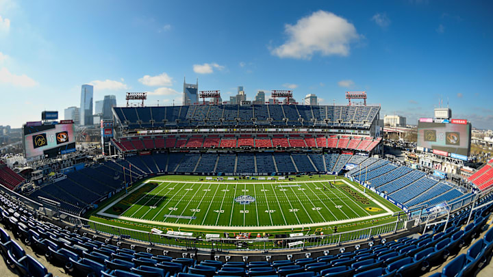 Dec 30, 2024; Nashville, TN, USA;  General view prior to the start of the Music City Bowl between the Missouri Tigers against the Iowa Hawkeyes at Nissan Stadium. Mandatory Credit: Steve Roberts-Imagn Images
