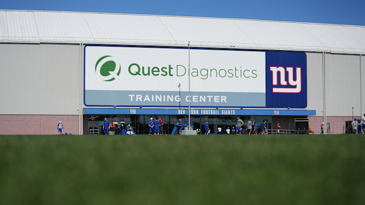 East Rutherford, NJ, USA; The New York Giants begin their two-day rookie minicamp this weekend at the Quest Diagnostics Training Center. East Rutherford, NJ, USA; The New York Giants begin their two-day rookie minicamp this weekend at the Quest Diagnostics Training Center.