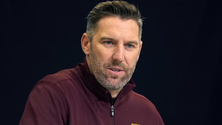 Washington Commanders general manager Adam Peters Mandatory Credit: Kirby Lee-Imagn Images