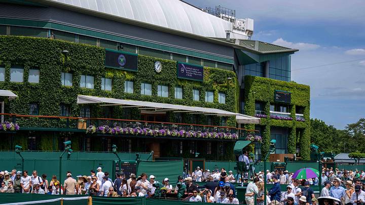 Jun 29, 2026; London, United Kingdom;  View of the outside of Centre Court on day one at All England Lawn Tennis and Croquet Club. Mandatory Credit: Susan Mullane-Imagn Images