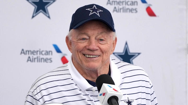 Dallas Cowboys owner Jerry Jones at a training camp press conference.