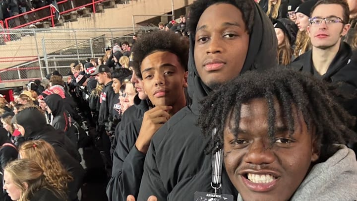 From left, four-star quarterback commit Trae Taylor, five-star tight end prospect Ahmad Hudson, four-star wide receiver commit Antayvious Ells.