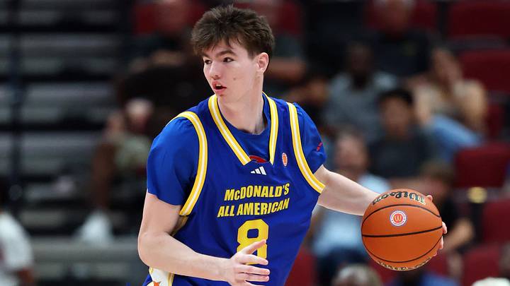Mar 31, 2026; Glendale, AZ, USA; Quinn Costello (8) during the McDonalds All American Boys Game at Desert Diamond Arena. Mandatory Credit: Mark J. Rebilas-Imagn Images Mar 31, 2026; Glendale, AZ, USA; Quinn Costello (8) during the McDonalds All American Boys Game at Desert Diamond Arena. Mandatory Credit: Mark J. Rebilas-Imagn Images