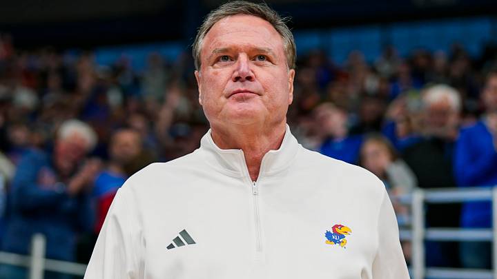 Nov 30, 2024; Lawrence, Kansas, USA; Kansas Jayhawks head coach Bill Self is introduced prior to a game against the Furman Paladins at Allen Fieldhouse. Mandatory Credit: Jay Biggerstaff-Imagn Images Nov 30, 2024; Lawrence, Kansas, USA; Kansas Jayhawks head coach Bill Self is introduced prior to a game against the Furman Paladins at Allen Fieldhouse. Mandatory Credit: Jay Biggerstaff-Imagn Images