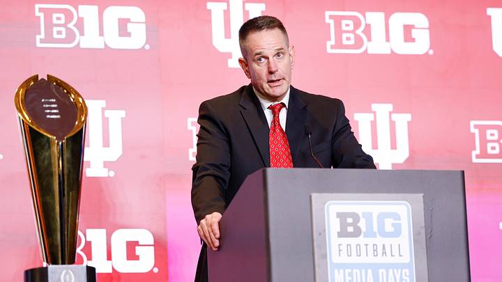Jul 30, 2026; Chicago, IL, USA; Indiana Football head coach Curt Cignetti speaks during Big Ten Media Days at Hilton Chicago. Mandatory Credit: Kamil Krzaczynski-Imagn Images Jul 30, 2026; Chicago, IL, USA; Indiana Football head coach Curt Cignetti speaks during Big Ten Media Days at Hilton Chicago. Mandatory Credit: Kamil Krzaczynski-Imagn Images