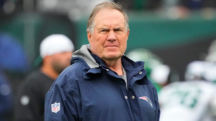 New England Patriots head coach Bill Belichick on the sidelines in 2023.