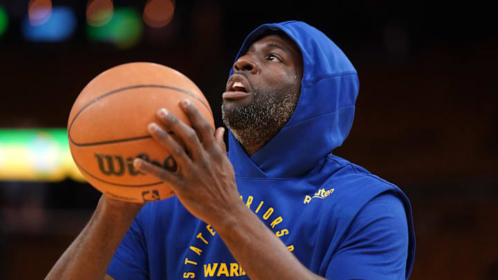 Apr 15, 2025; San Francisco, California, USA; Golden State Warriors forward Draymond Green (23) warms up before the start of the game against the Memphis Grizzlies at the Chase Center. Mandatory Credit: Cary Edmondson-Imagn Images Apr 15, 2025; San Francisco, California, USA; Golden State Warriors forward Draymond Green (23) warms up before the start of the game against the Memphis Grizzlies at the Chase Center. Mandatory Credit: Cary Edmondson-Imagn Images