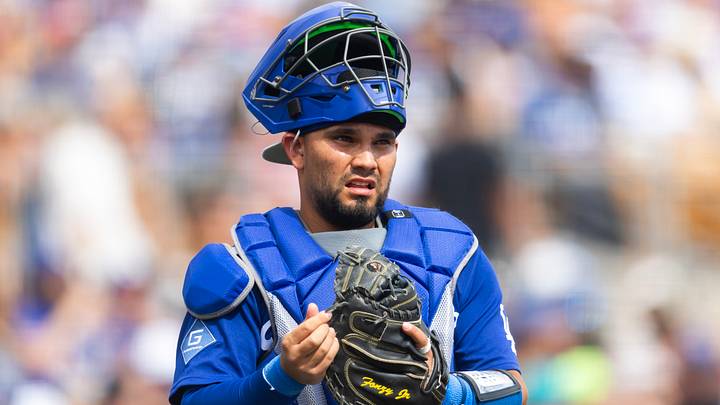 Dodgers catcher Eliezer Alfonzo will make his MLB debut on Sunday against the Padres. Dodgers catcher Eliezer Alfonzo will make his MLB debut on Sunday against the Padres.