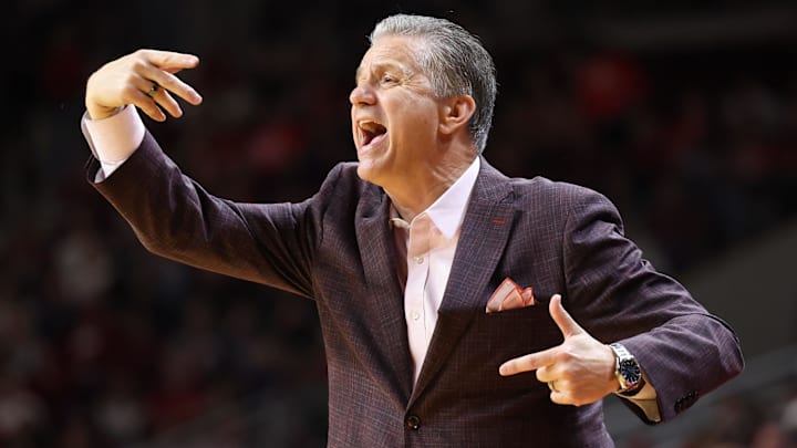 Arkansas Razorbacks head coach John Calipari reacts during the second half against the UCA Bears at Simmons Bank Arena. Arkansas won 82-57. 