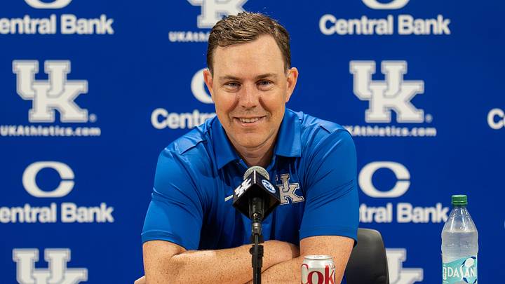Kentucky head football coach Will Stein speaks during a news conference before the start of fall camp in Lexington, Ky., on Aug. 3, 2026. Stein discussed the Wildcats' offseason preparation and the start of preseason practice. Kentucky head football coach Will Stein speaks during a news conference before the start of fall camp in Lexington, Ky., on Aug. 3, 2026. Stein discussed the Wildcats' offseason preparation and the start of preseason practice.