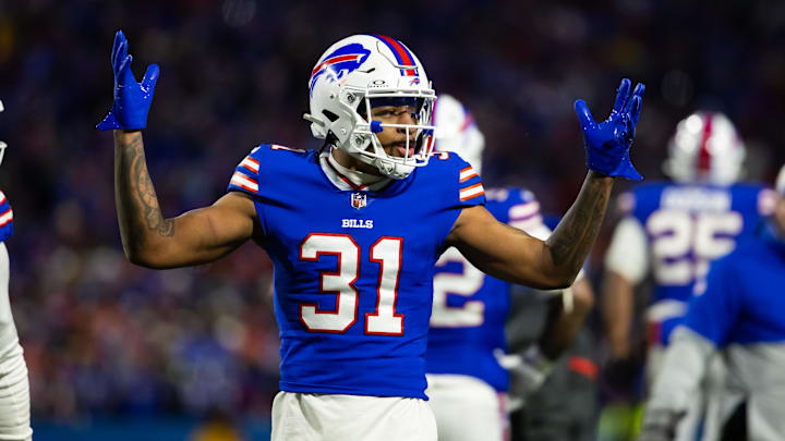 Jan 21, 2024; Orchard Park, New York, USA; Buffalo Bills cornerback Rasul Douglas (31) reacts against the Kansas City Chiefs in the 2024 AFC divisional round game at Highmark Stadium. Mandatory Credit: Mark J. Rebilas-USA TODAY Sports Jan 21, 2024; Orchard Park, New York, USA; Buffalo Bills cornerback Rasul Douglas (31) reacts against the Kansas City Chiefs in the 2024 AFC divisional round game at Highmark Stadium. Mandatory Credit: Mark J. Rebilas-USA TODAY Sports