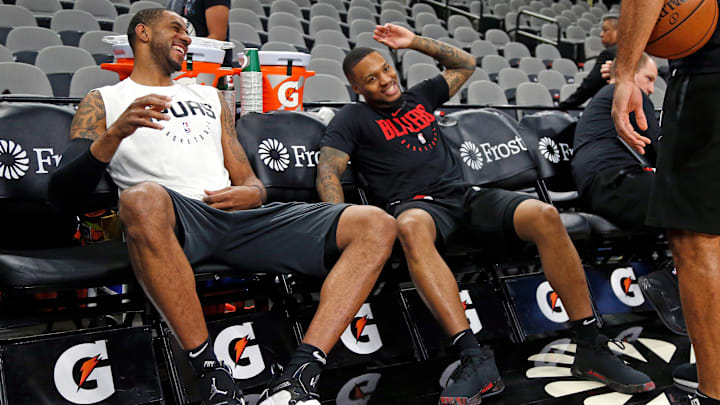 LaMarcus Aldridge, San Antonio Spurs (left); Damian Lillard, Portland Trail Blazers