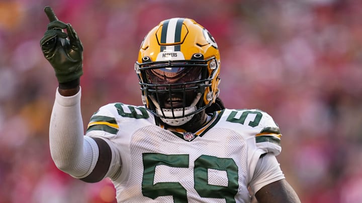 Nov 7, 2021; Kansas City, Missouri, USA; Green Bay Packers inside linebacker De'Vondre Campbell (59)
