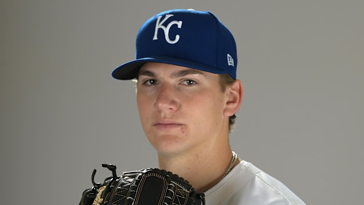 Feb 19, 2025; Surprise, AZ, USA; Kansas City Royals pitcher Ben Kudrna (59) poses for a photo during media day. Mandatory Credit: Jayne Kamin-Oncea-Imagn Images Feb 19, 2025; Surprise, AZ, USA; Kansas City Royals pitcher Ben Kudrna (59) poses for a photo during media day. Mandatory Credit: Jayne Kamin-Oncea-Imagn Images