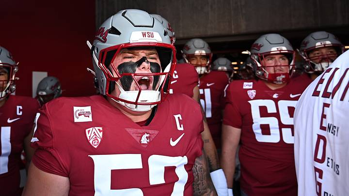 Washington State Cougars defensive tackle Kaden Beatty (52) gets ready to head out to the field before a game against the Arizona Wildcats at Gesa Field at Martin Stadium. Washington State Cougars defensive tackle Kaden Beatty (52) gets ready to head out to the field before a game against the Arizona Wildcats at Gesa Field at Martin Stadium.