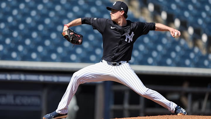 Feb 15, 2025; Tampa, FL, USA; New York Yankees pitcher Max Fried (54) participates in spring training workouts at George M. Steinbrenner Field. Feb 15, 2025; Tampa, FL, USA; New York Yankees pitcher Max Fried (54) participates in spring training workouts at George M. Steinbrenner Field.