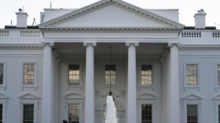 Jan 18, 2021; Washington, DC, USA; Exterior views of The White House. Security preparations continue around The White House and Lafayette Park in preparation for the inauguration of President-elect Joe Biden and Vice President-elect Kamala Harris. Mandatory Credit: Andrew P. Scott-USA TODAY